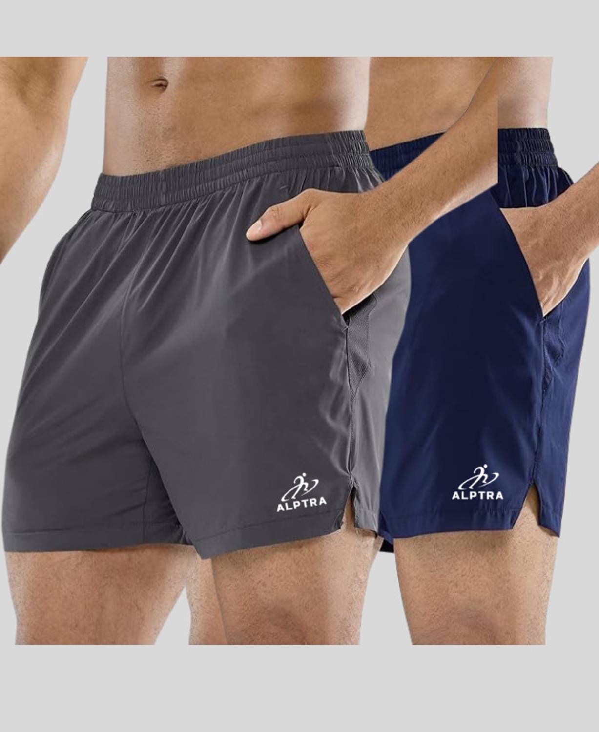 ALPTRA Solid Men Dark Blue, Grey Gym Shorts