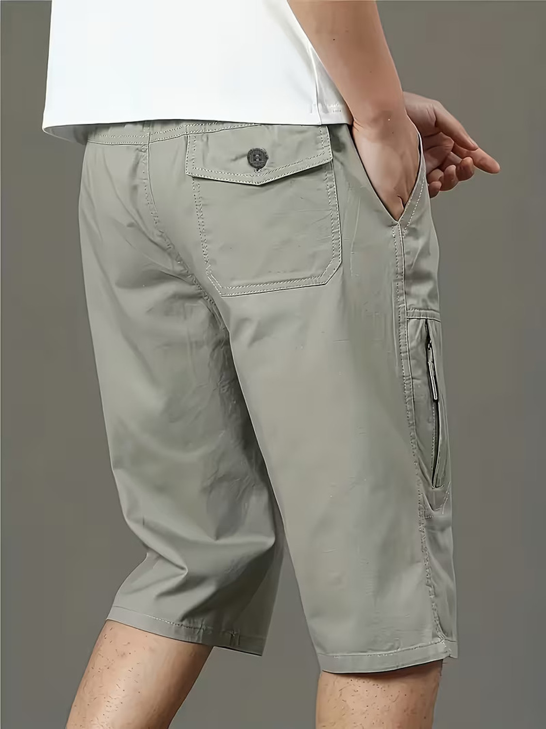 Image of sti Solid Men Khaki Cargo Shorts