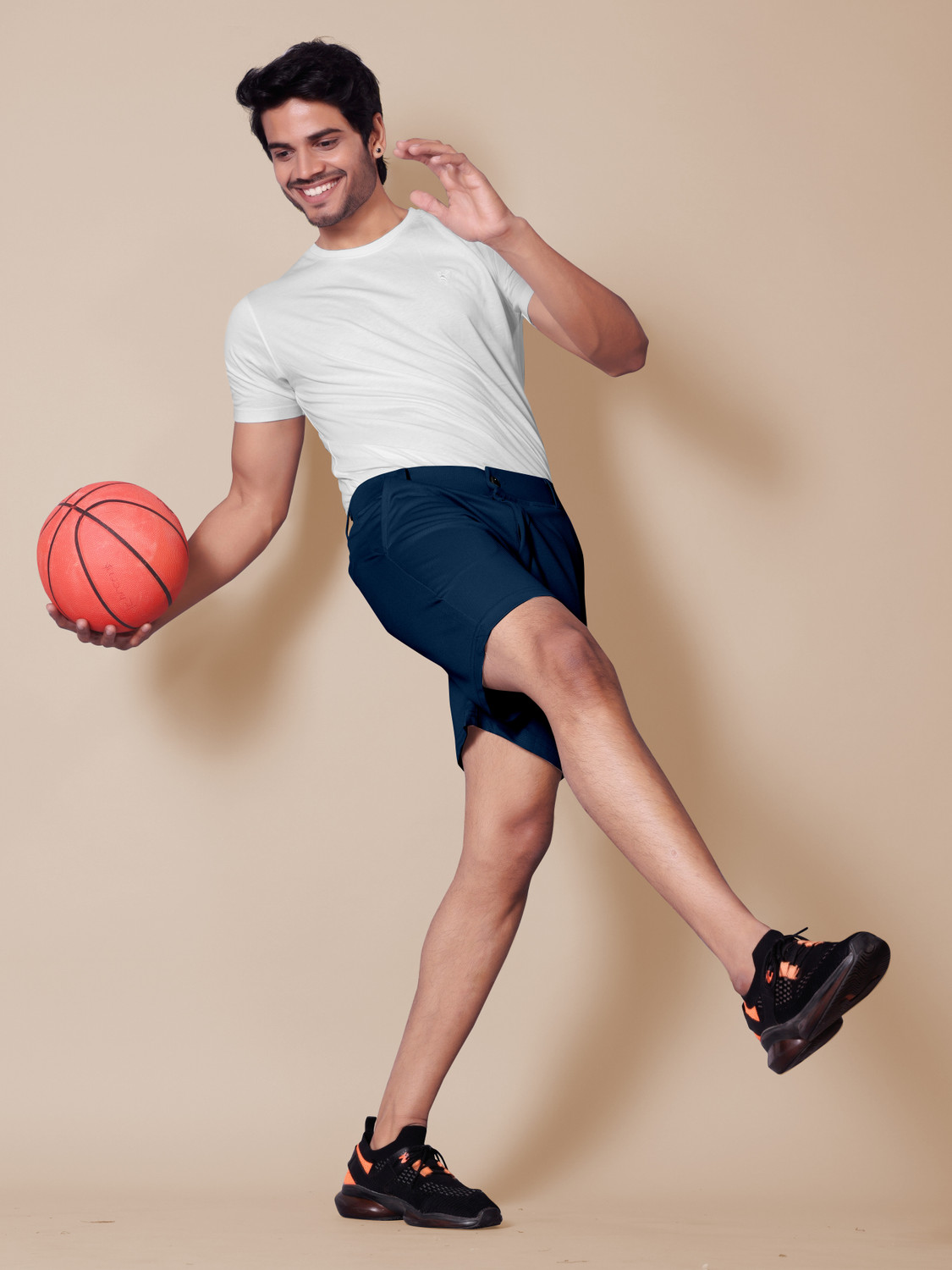 Image of Flicfol Self Design Men Dark Blue Casual Shorts
