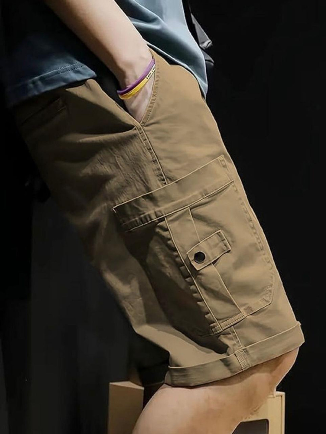 Image of JaiShiv Solid Men Reversible Black Cargo Shorts