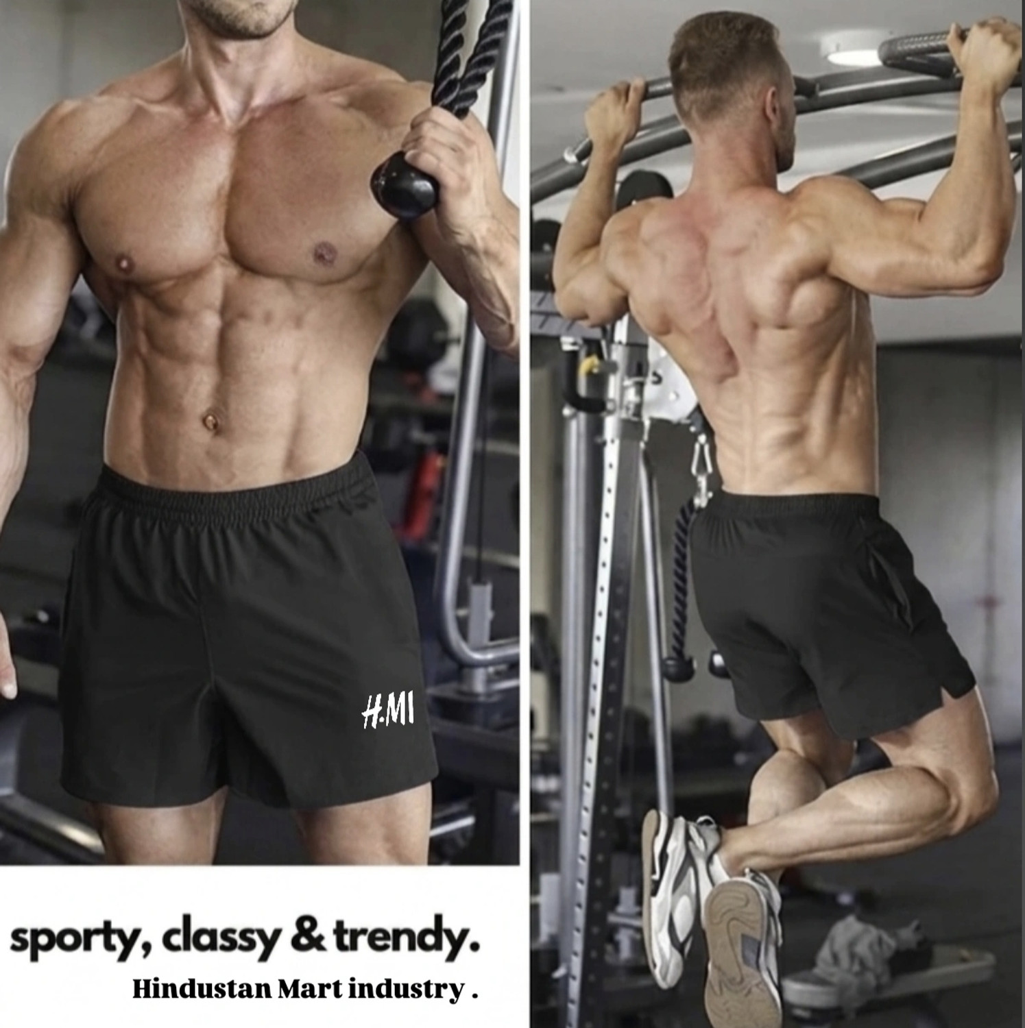 Image of HMI Printed Men Black Sports Shorts