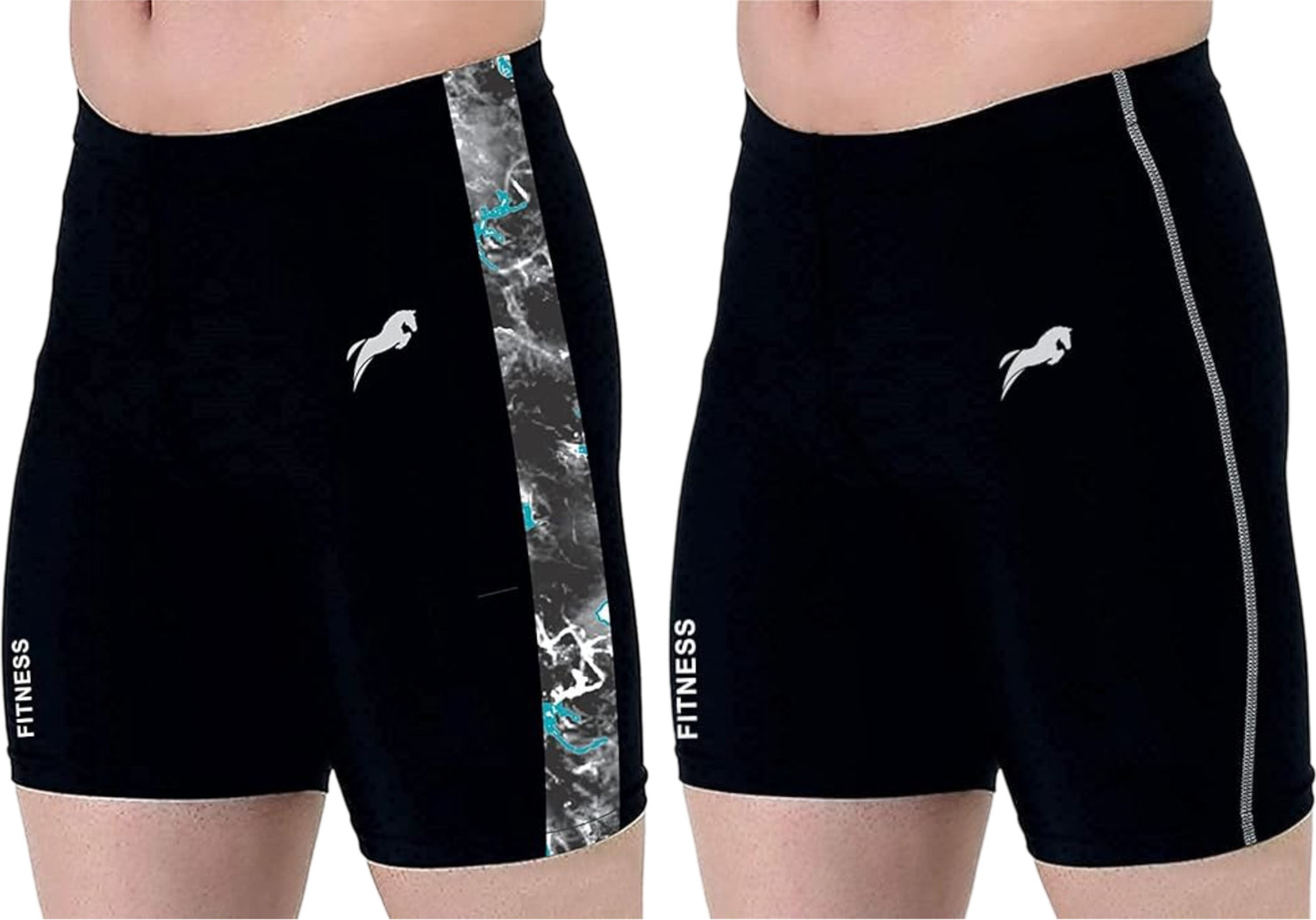 Image of Just Rider Solid, Color Block Men Black, Blue Swim Shorts