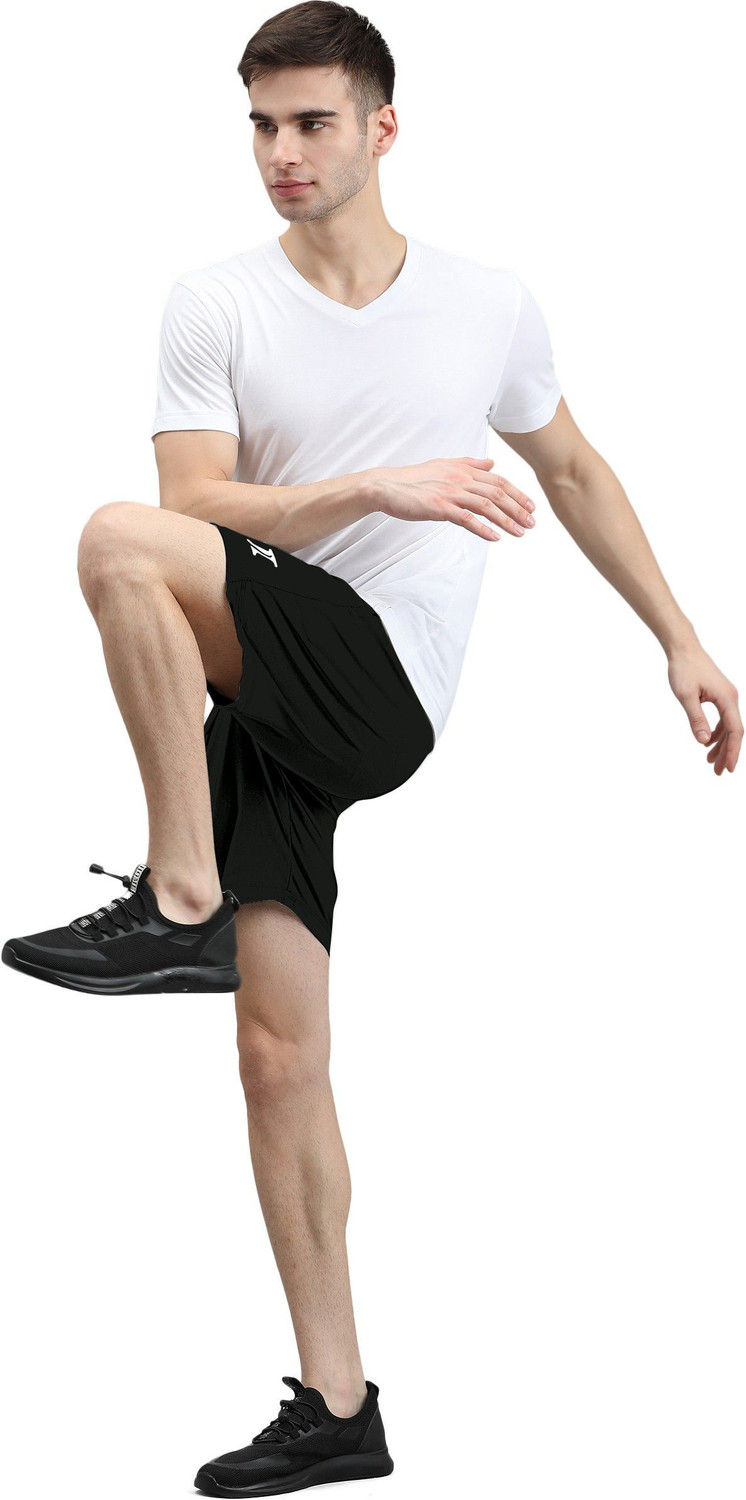 Image of INDICLUB Solid Men Black, Light Green Regular Shorts