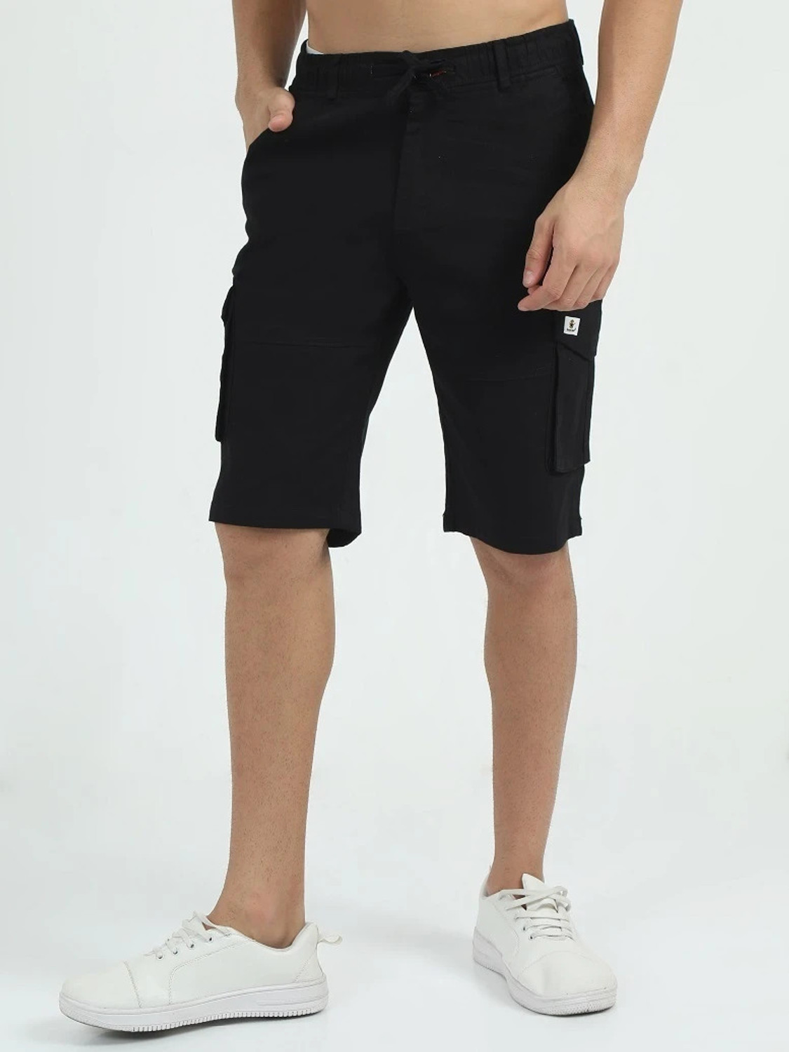 Image of Bellaciao Clothings Co Solid Men Black Cargo Shorts