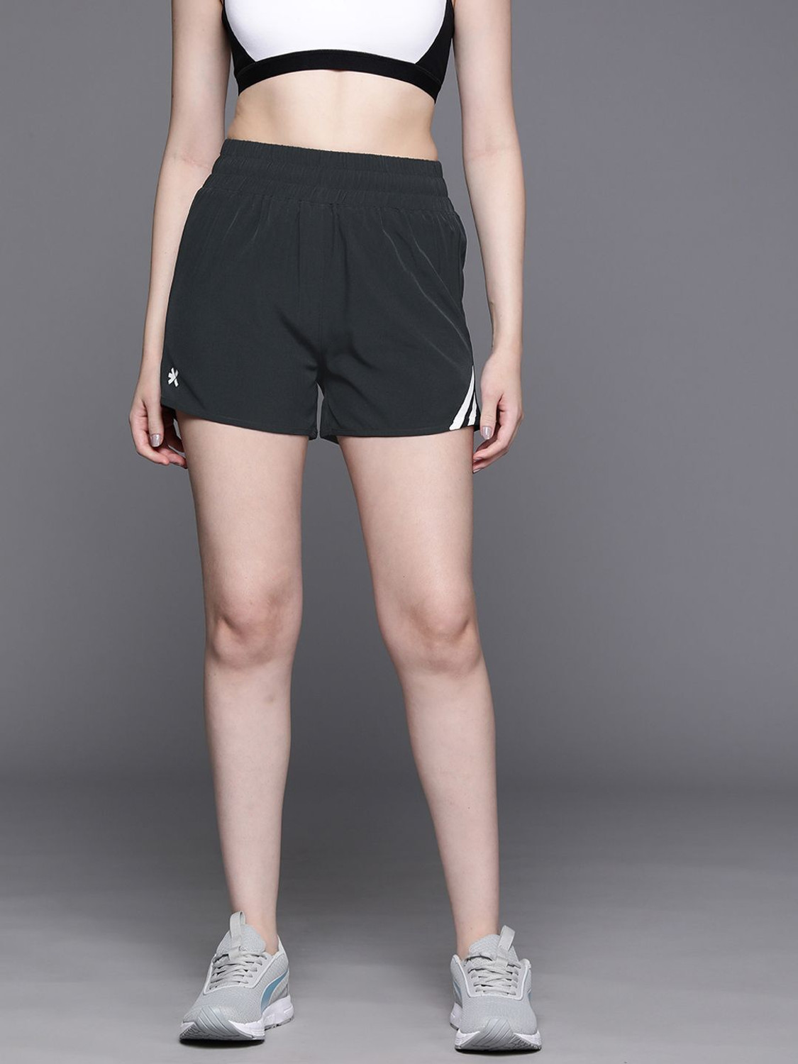 Image of HRX by Hrithik Roshan Solid Women Grey Basic Shorts