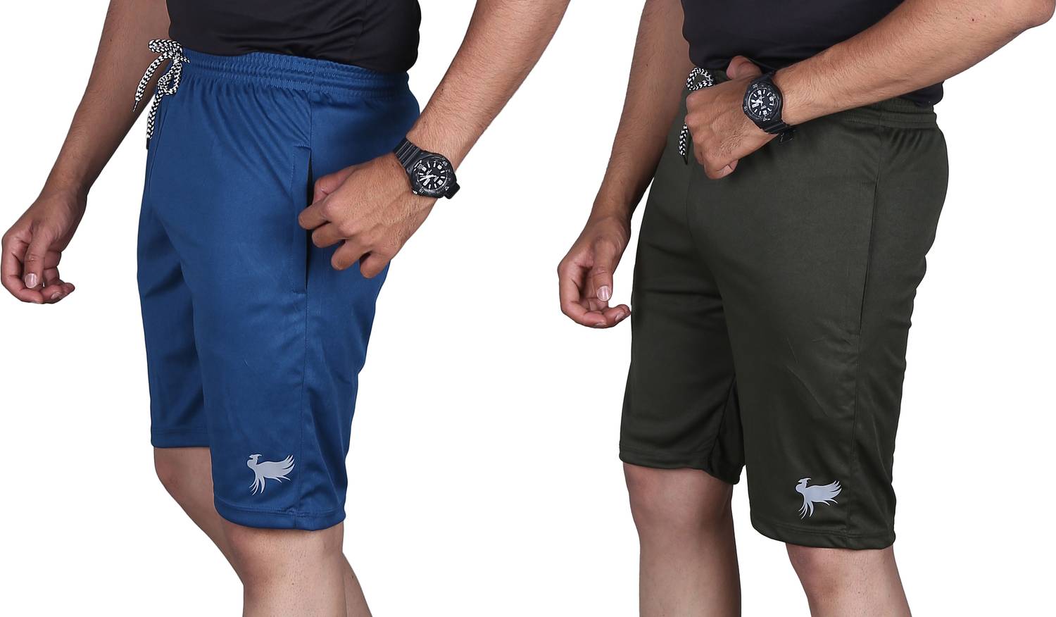 POPLENS Printed Men Blue, Dark Green Regular Shorts