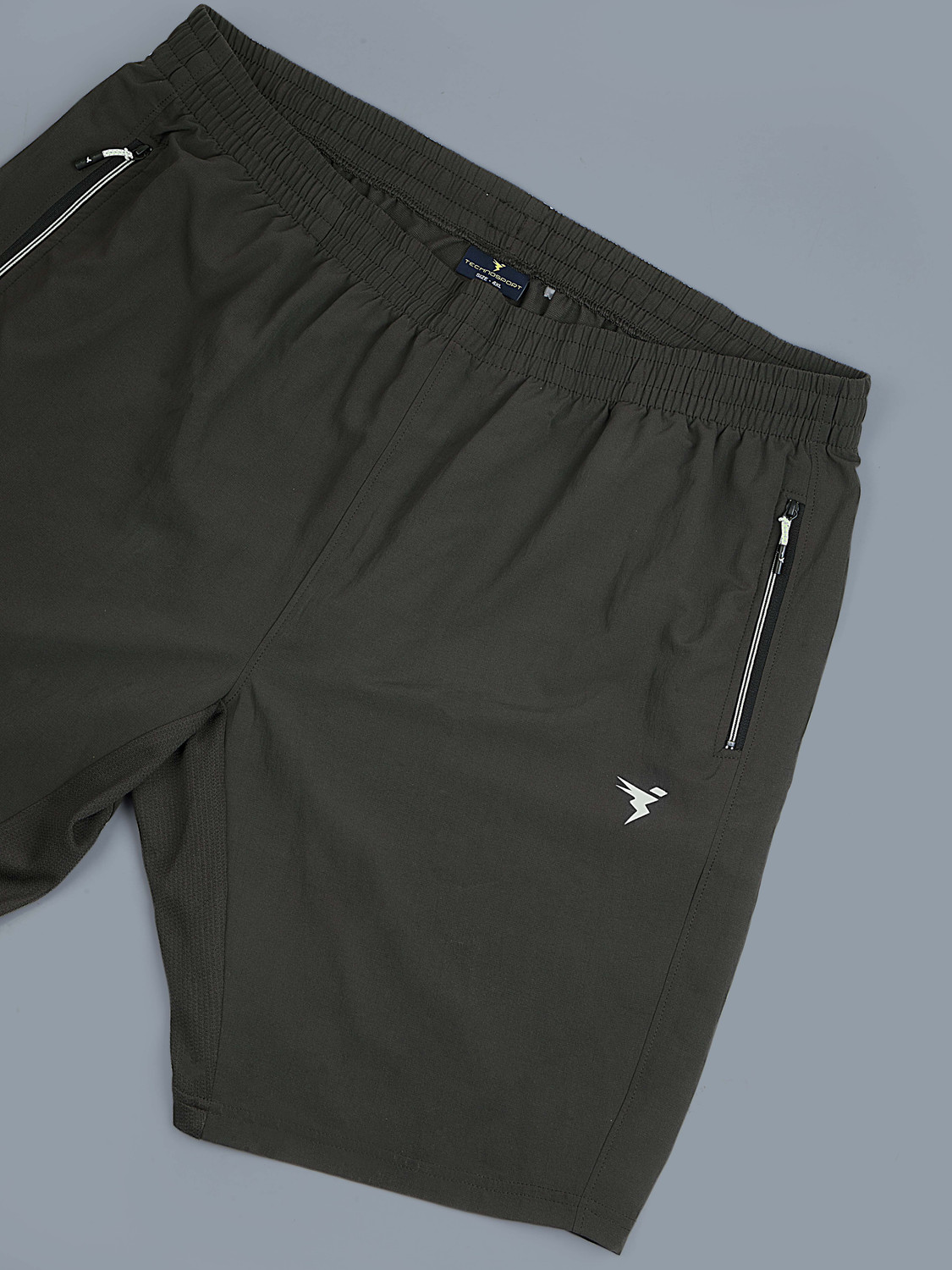 Image of TECHNOSPORT Solid Men Dark Green Sports Shorts