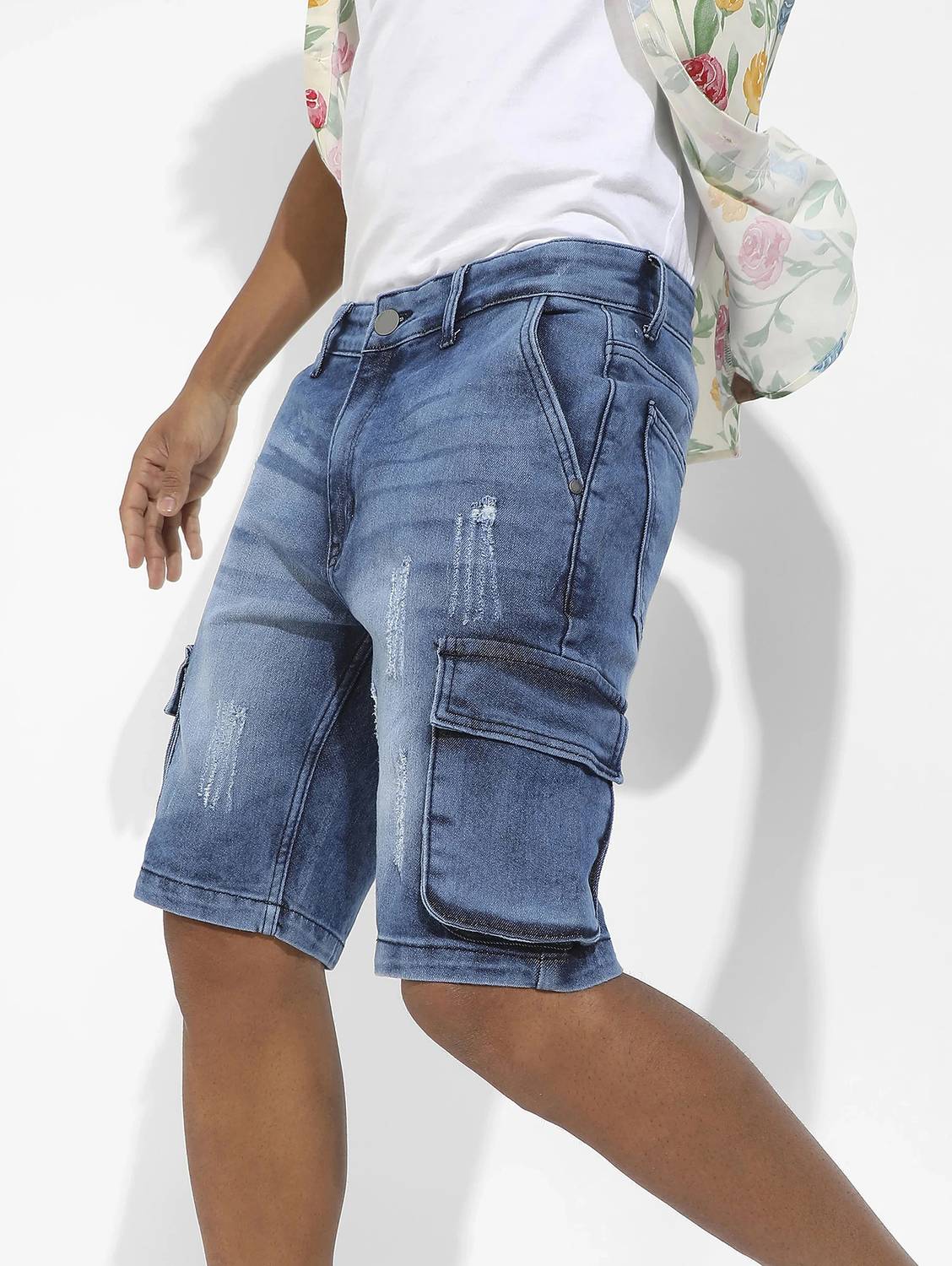 CAMPUS SUTRA Self Design Men Denim Blue Denim Shorts