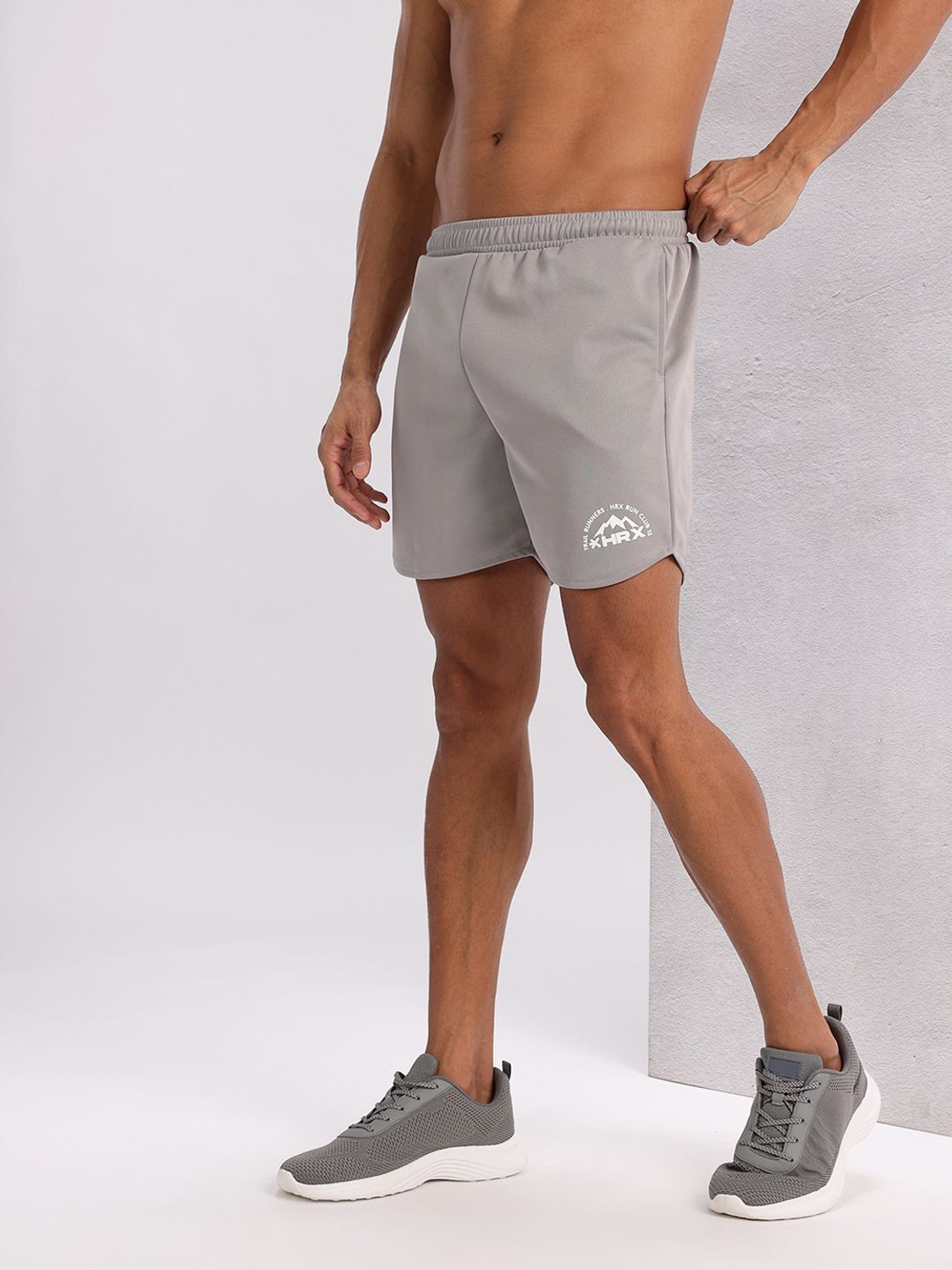 Image of HRX by Hrithik Roshan Solid Men Grey Sports Shorts