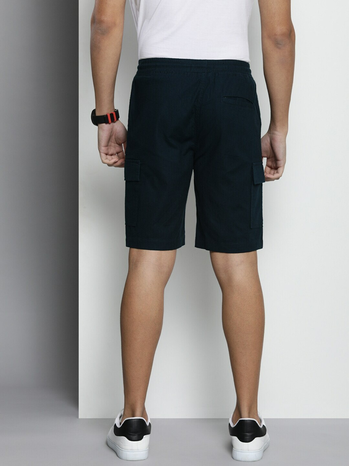Image of The Indian Garage Co. Solid Men Blue Cargo Shorts