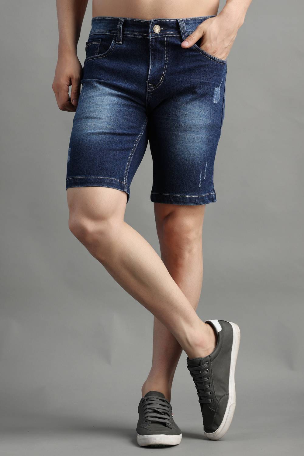 ZAYSH Solid Men Denim Dark Blue Denim Shorts
