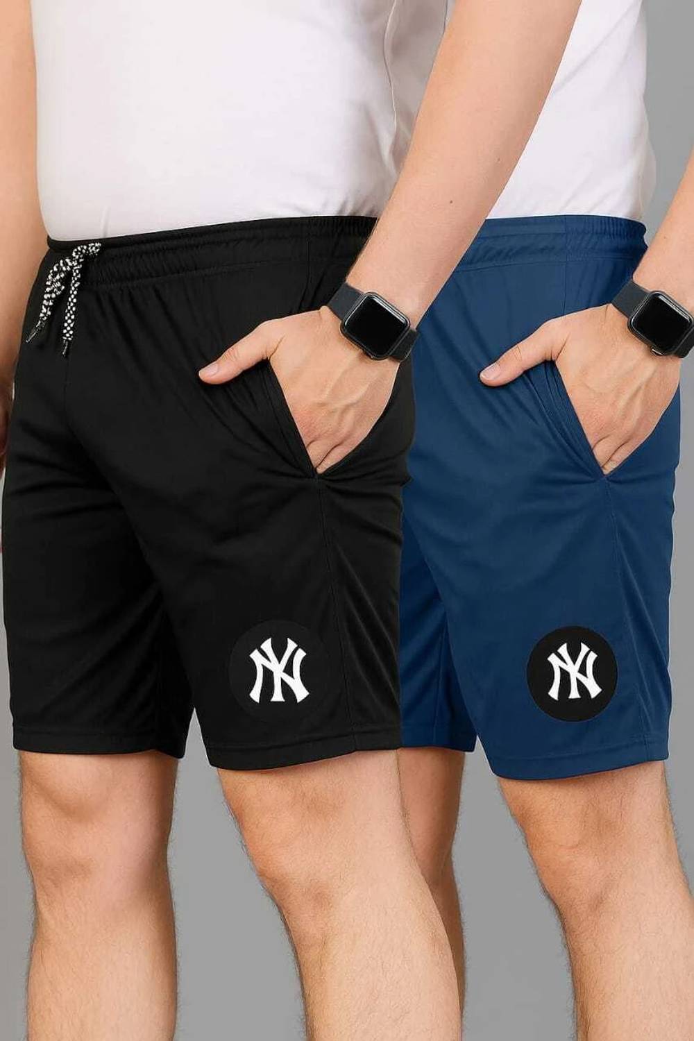 A4S Printed Men Black, Blue Night Shorts