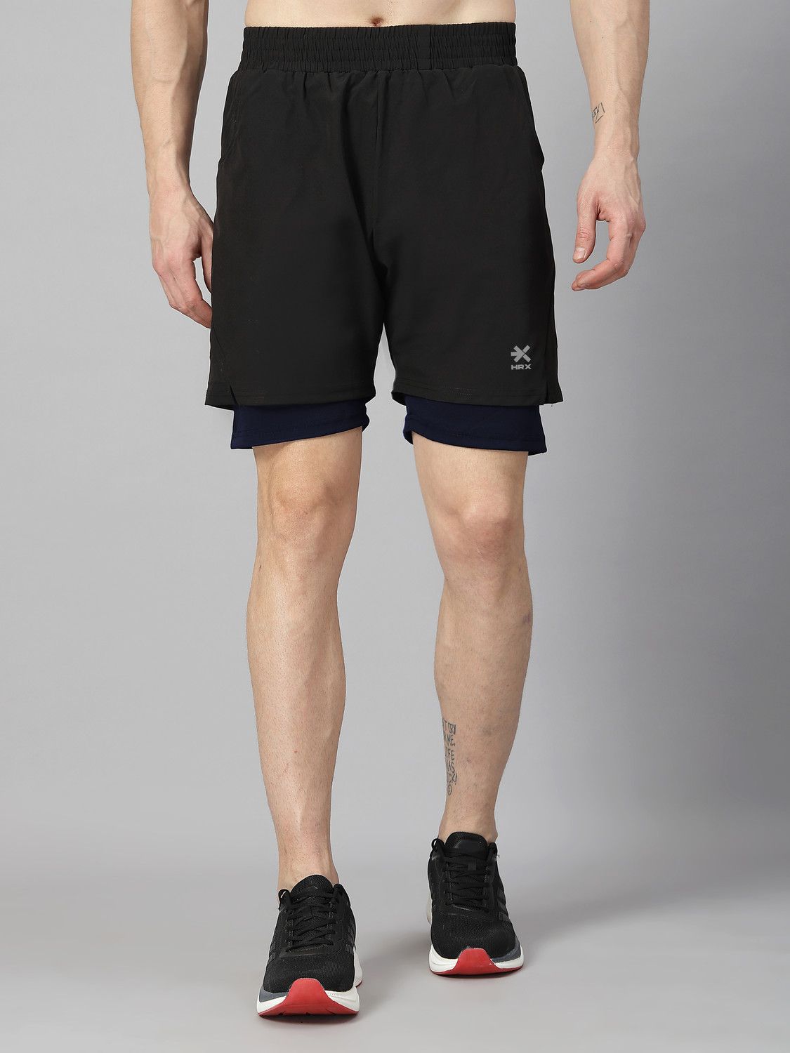Image of HRX by Hrithik Roshan Solid Men Black, Blue Basic Shorts