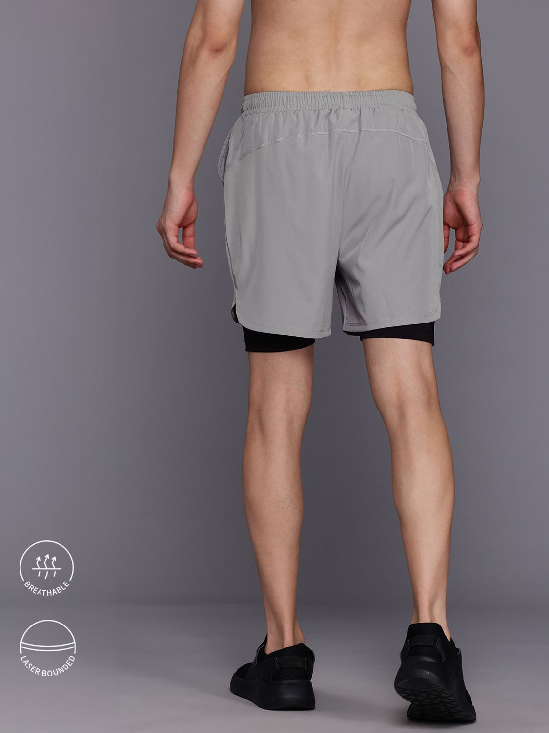 Image of HRX by Hrithik Roshan Solid Men Grey Running Shorts