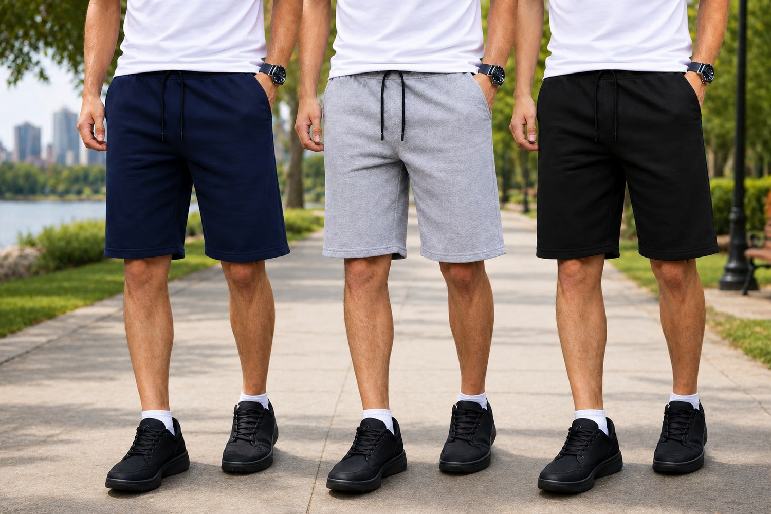 decorvaiz Solid Men Grey, Blue, Black Casual Shorts