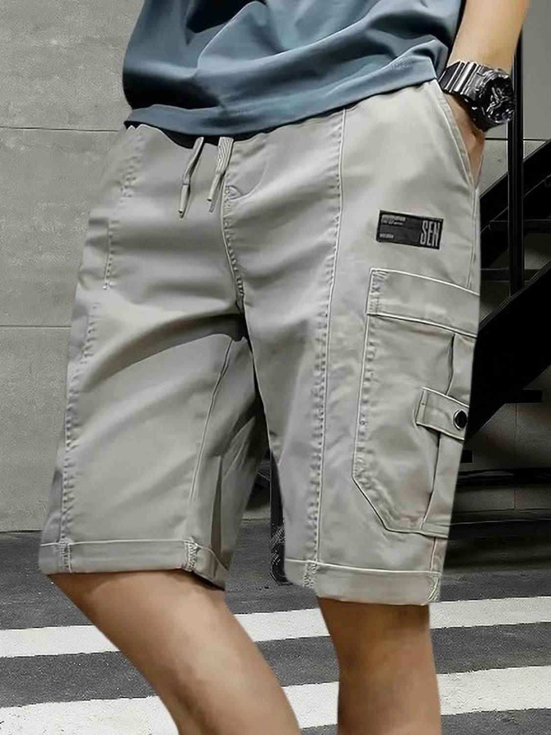 amodastyle Solid Men Grey Cargo Shorts