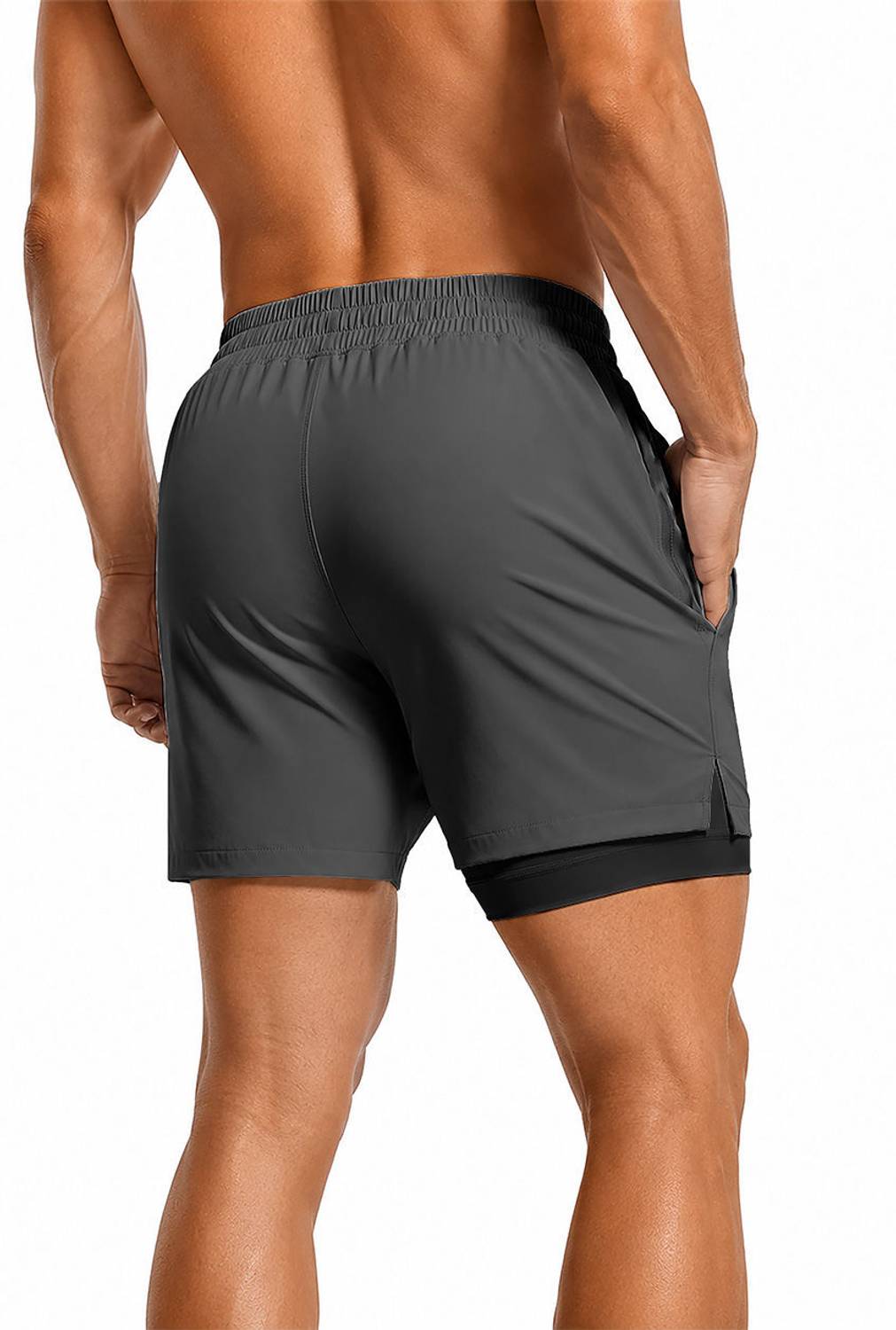 PRAVAHA Men Dark Grey Gym Shorts - Image 3