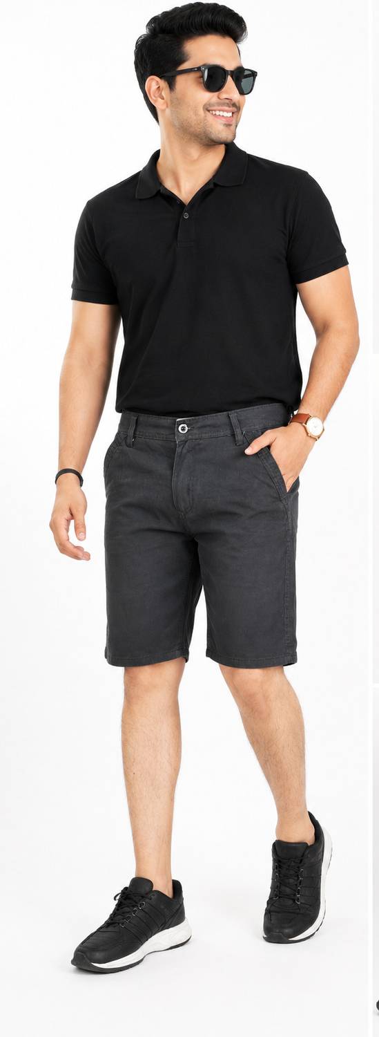 BVNHG Solid Men Black Chino Shorts