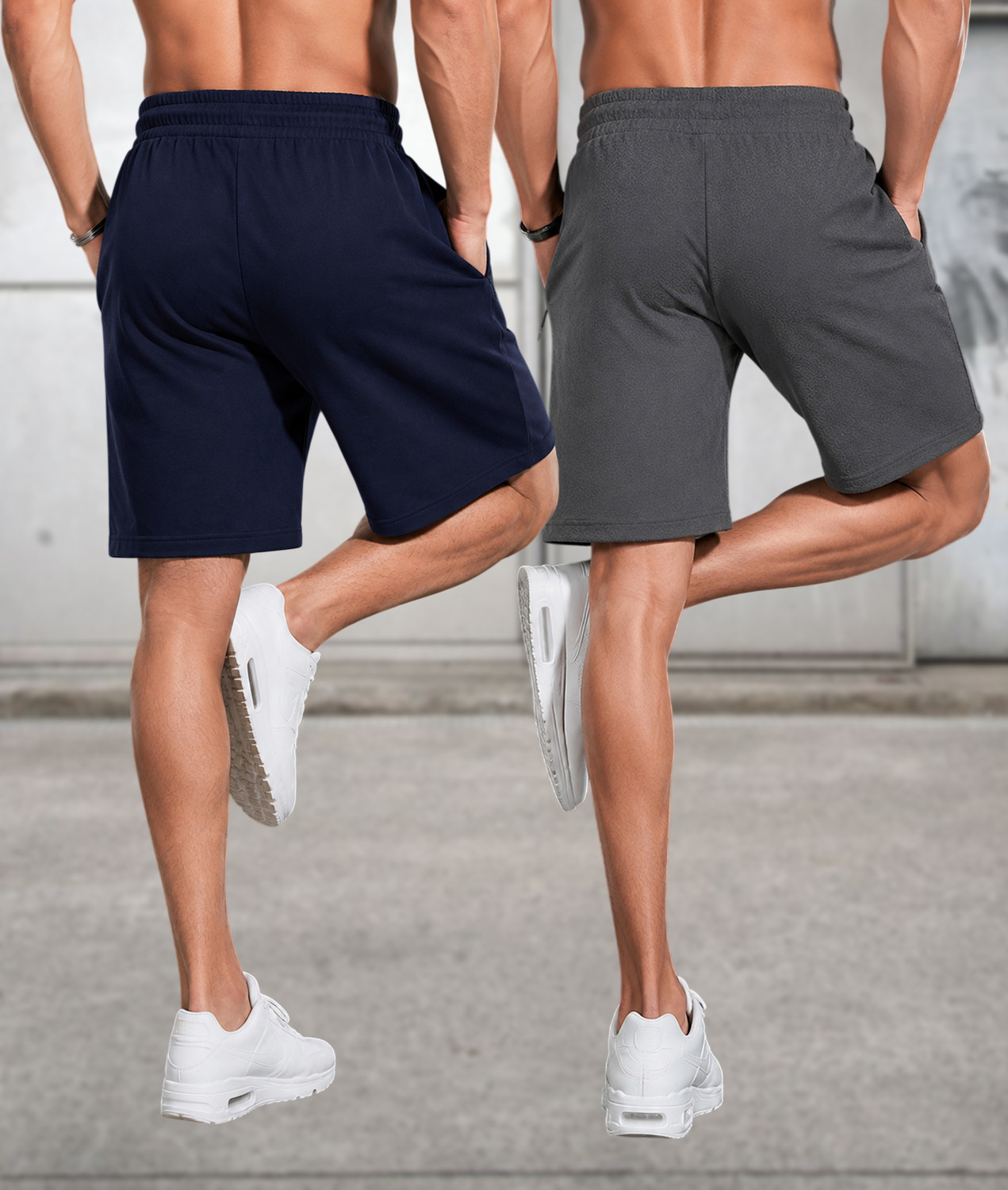Image of FEEL TRACK Solid Men Dark Blue, Grey Regular Shorts