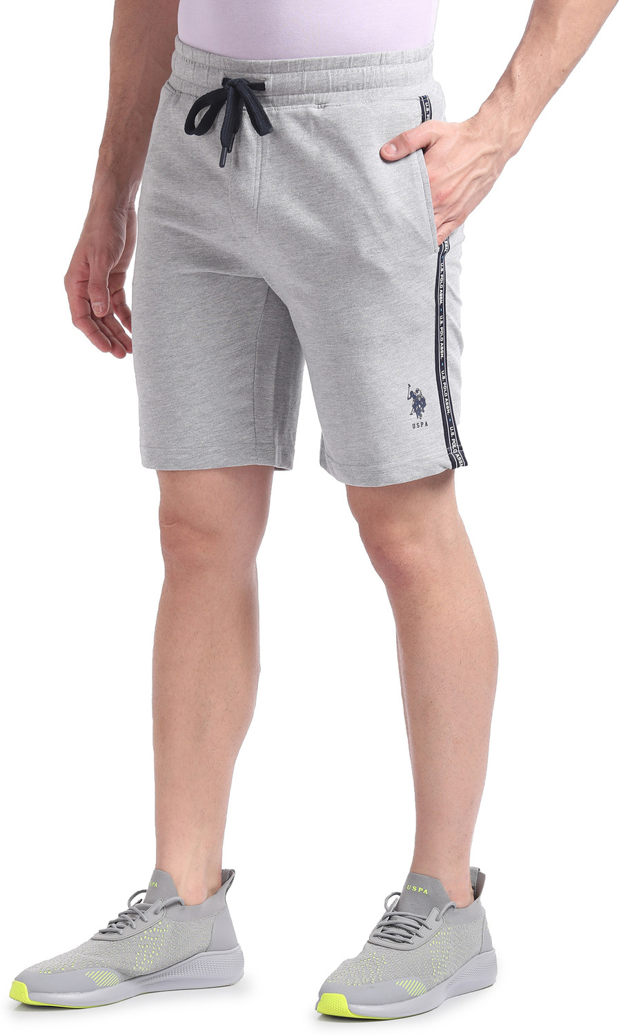 Image of U.S. POLO ASSN. Self Design Men Grey Sports Shorts