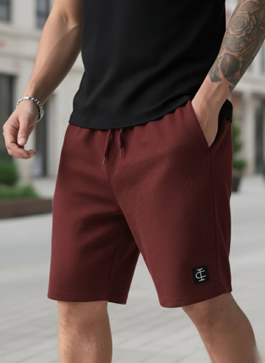 INDICLUB Solid Men Sports Shorts (Black, Maroon, White) Pack of 3 - Image 4
