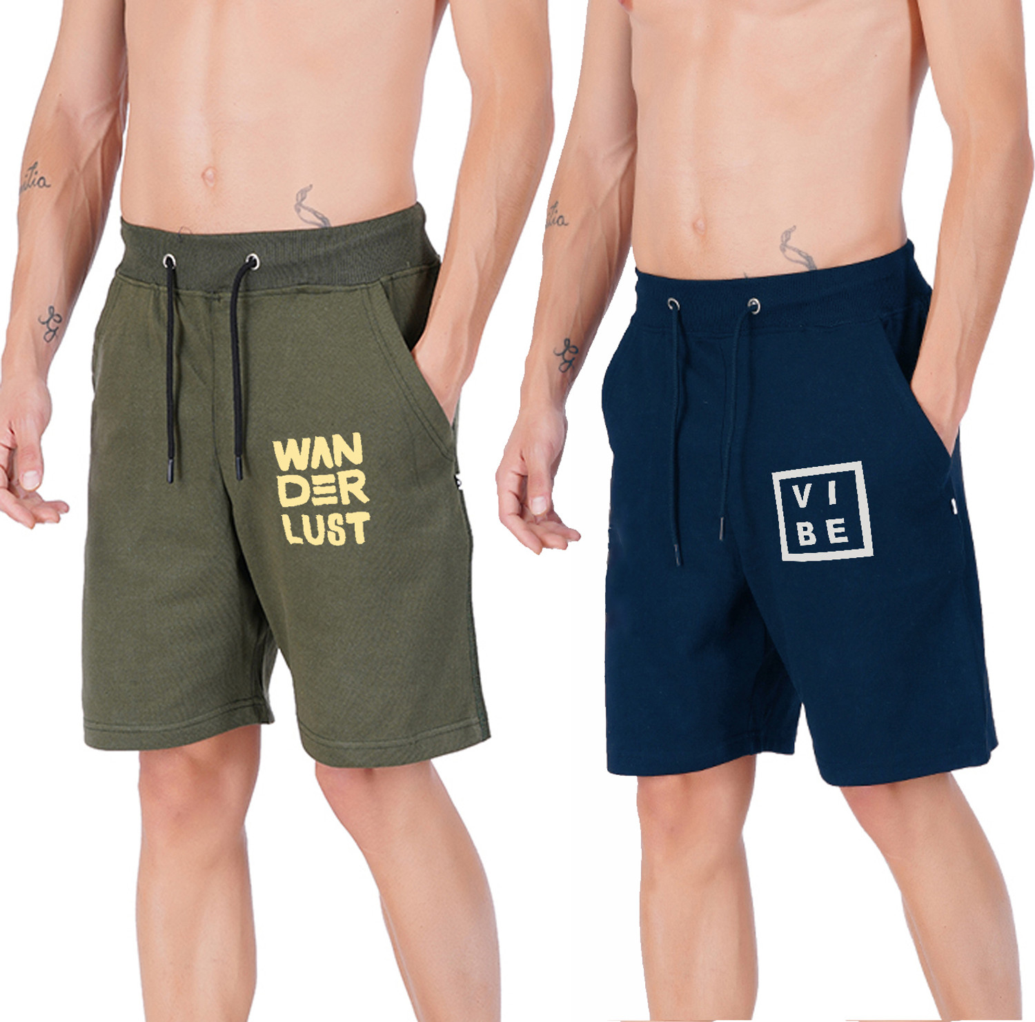 Image of Southcity Graphic Print Men Green, Blue Regular Shorts