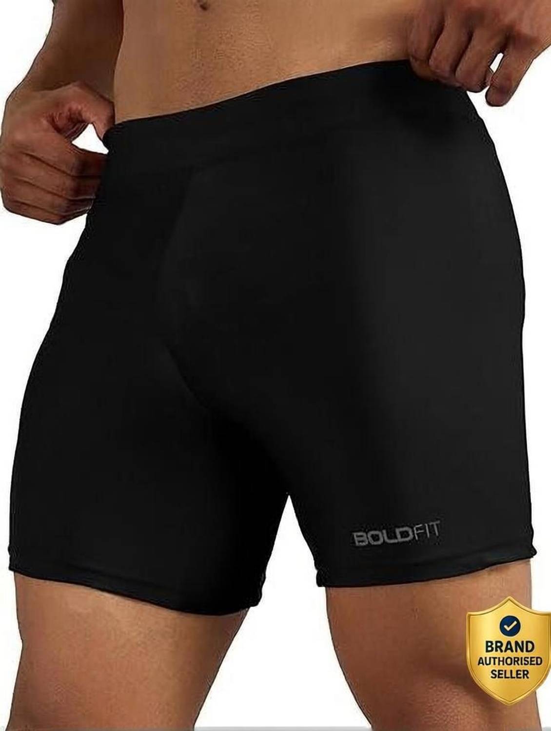 BOLDFIT Solid Men Black Swim Shorts