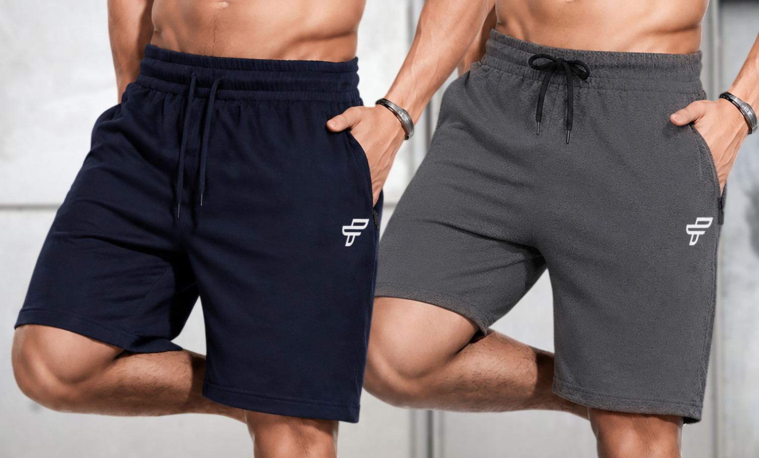 Image of FEEL TRACK Solid Men Dark Blue, Grey Regular Shorts