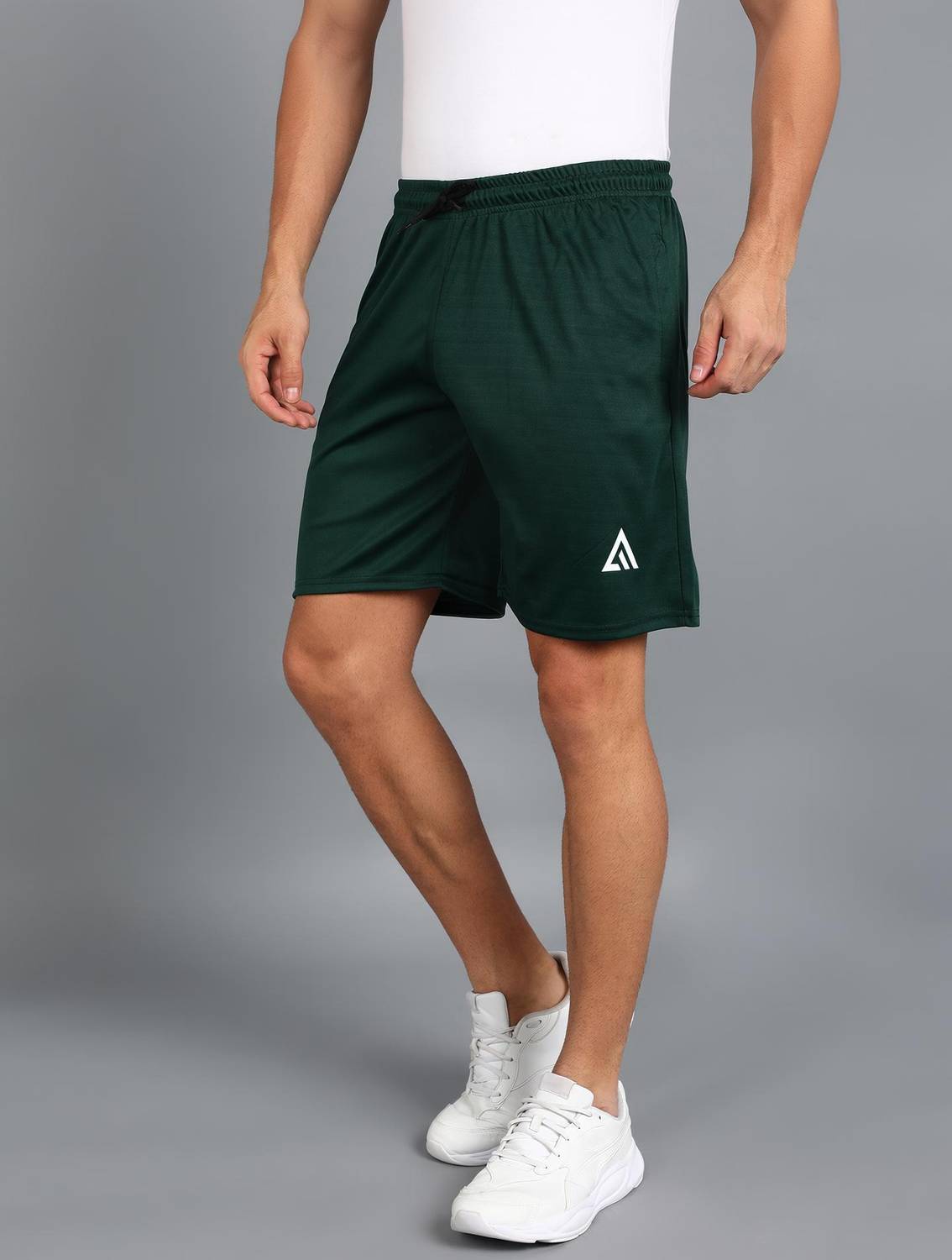Adrenex Solid Men Dark Green Sports Shorts