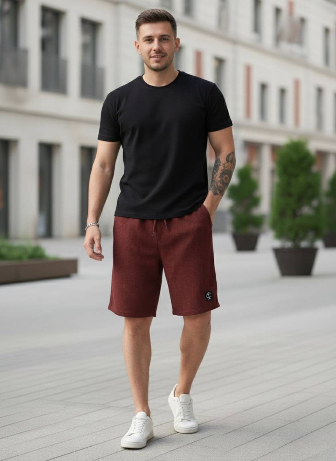 INDICLUB Solid Men Sports Shorts (Black, Maroon, White) Pack of 3 - Image 3