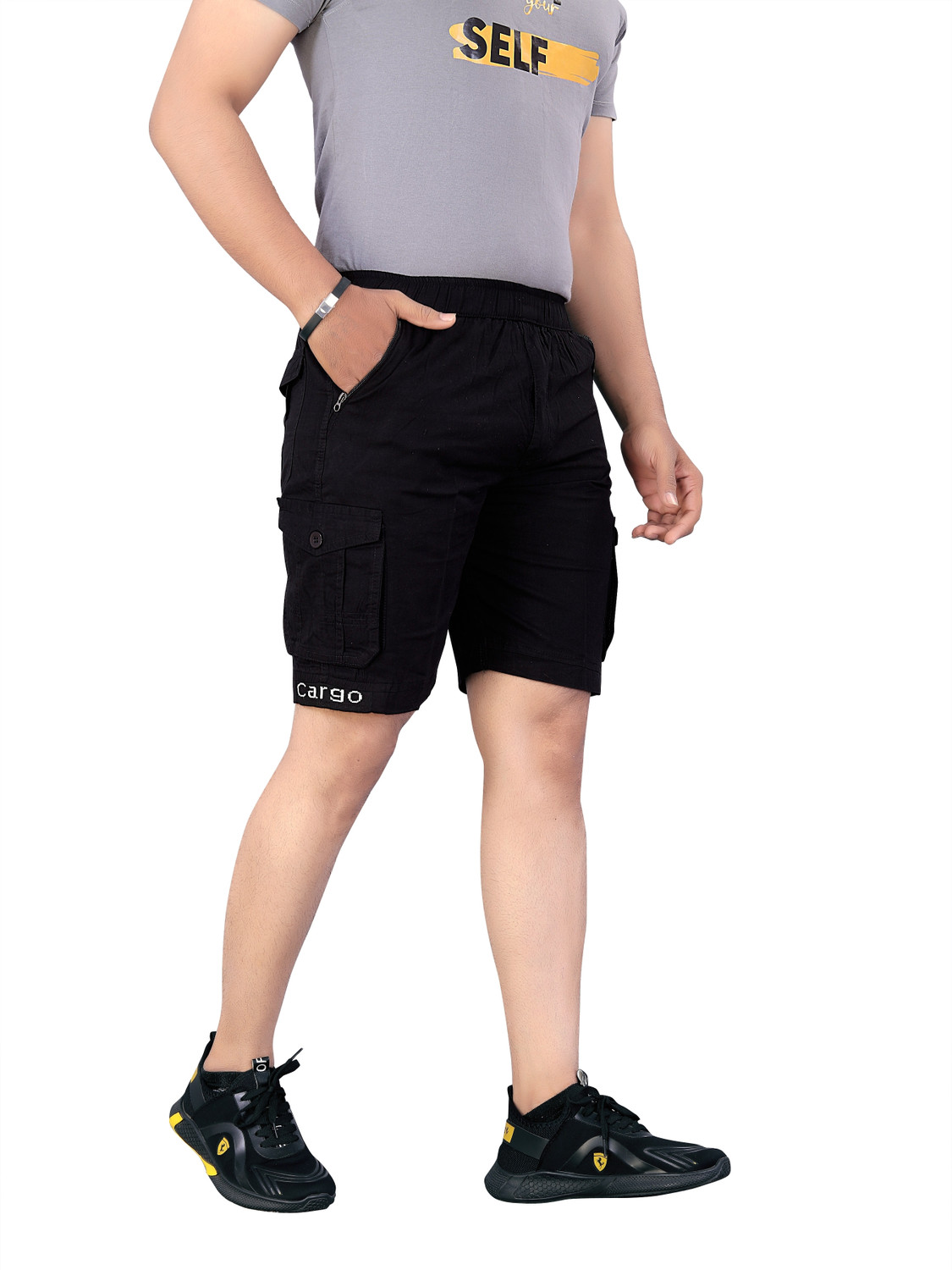 Image of HARICREATION Solid Men Black Casual Shorts