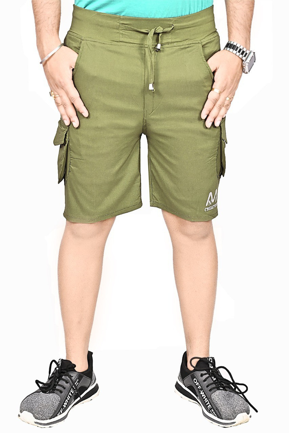 Image of MNICreators Solid Men Green Basic Shorts
