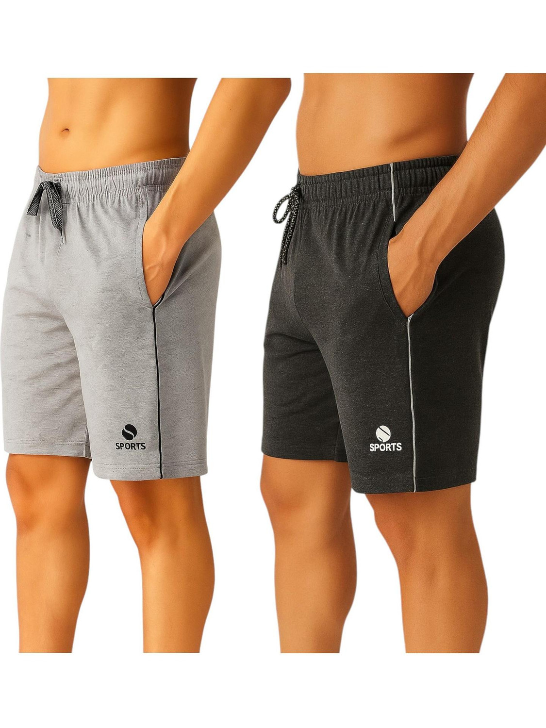 Image of Aargee Solid Men Grey, Black Regular Shorts