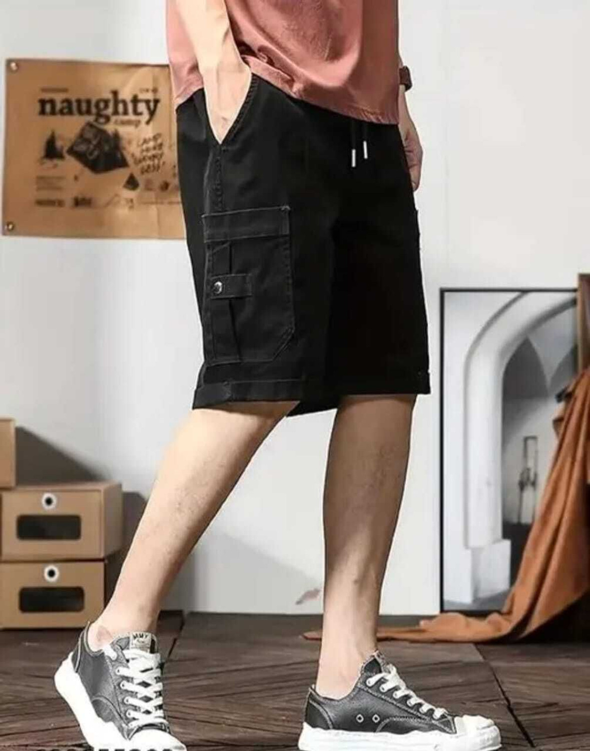 Image of UWALD CREATION Solid Men Multicolor Cargo Shorts