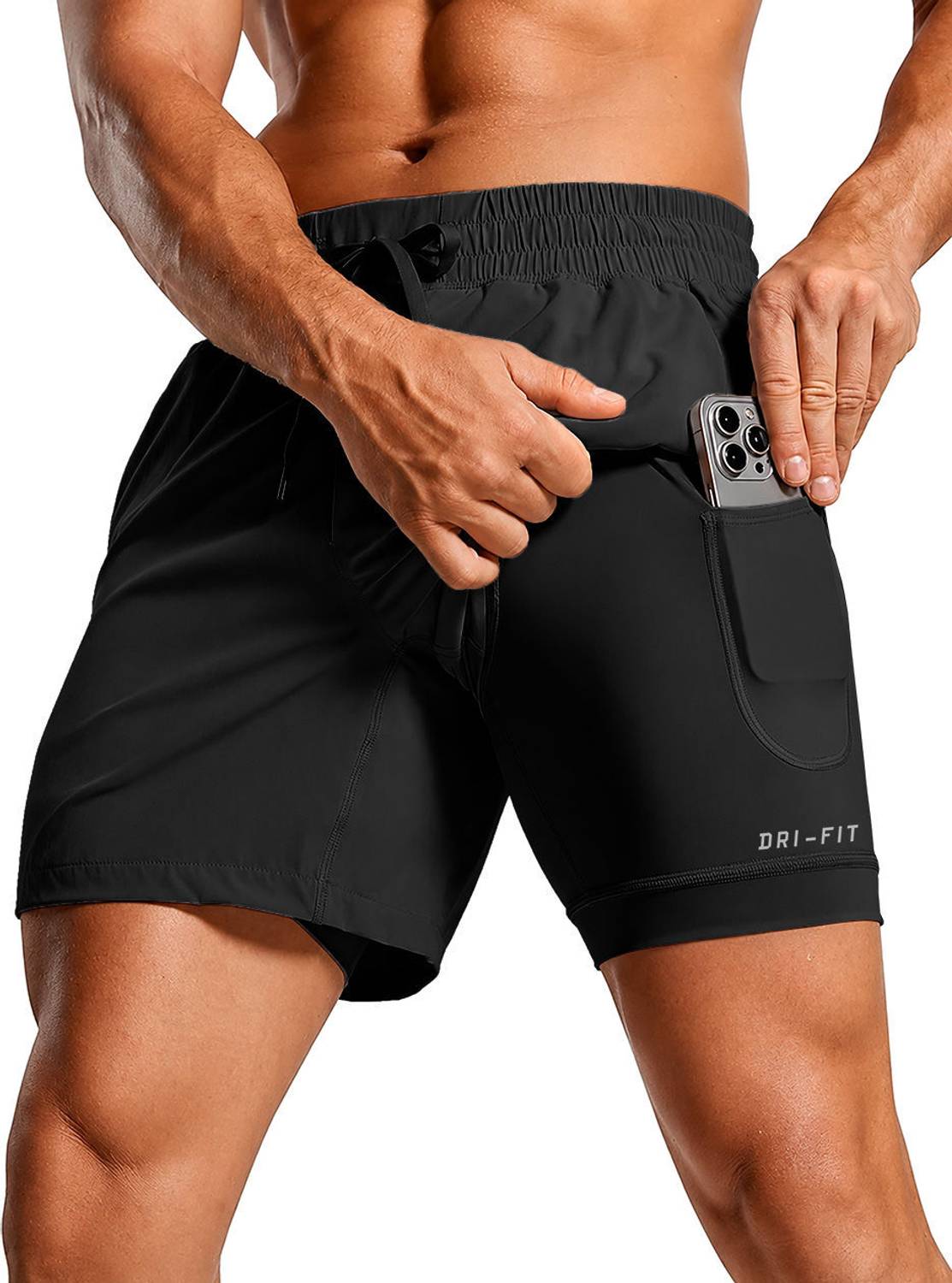 PRAVAHA Men Black Gym Shorts - Image 1