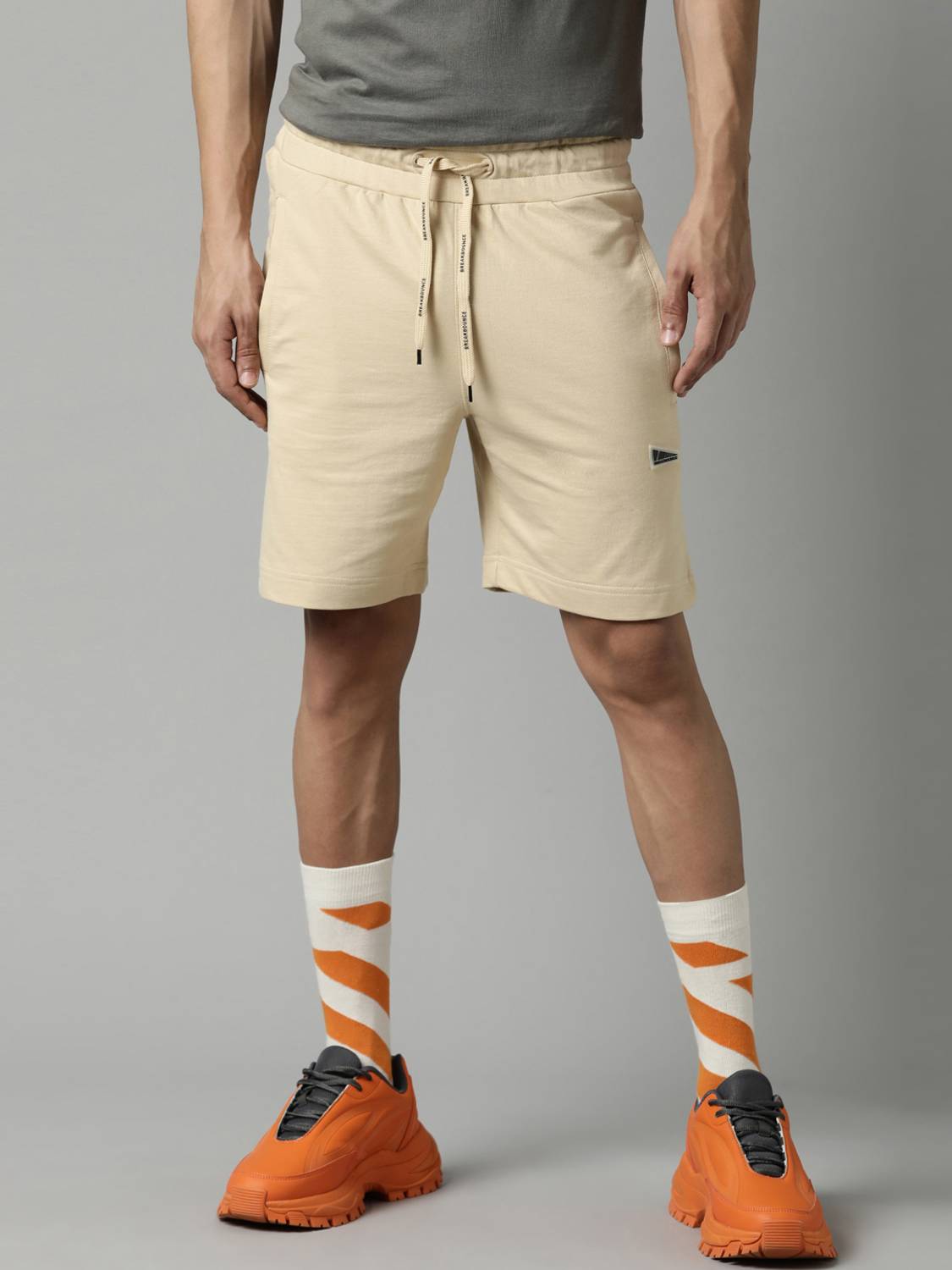 BREAKBOUNCE Solid Men Beige Casual Shorts