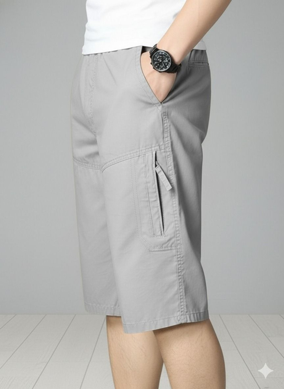 Image of METRONAUT Cargo Short Solid Men Grey Cargo Shorts