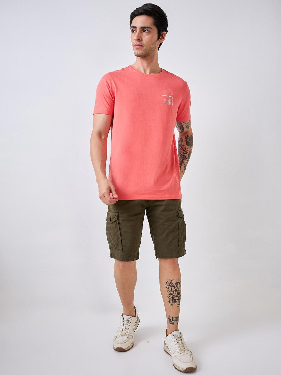 Image of Spykar Solid Men Green Basic Shorts