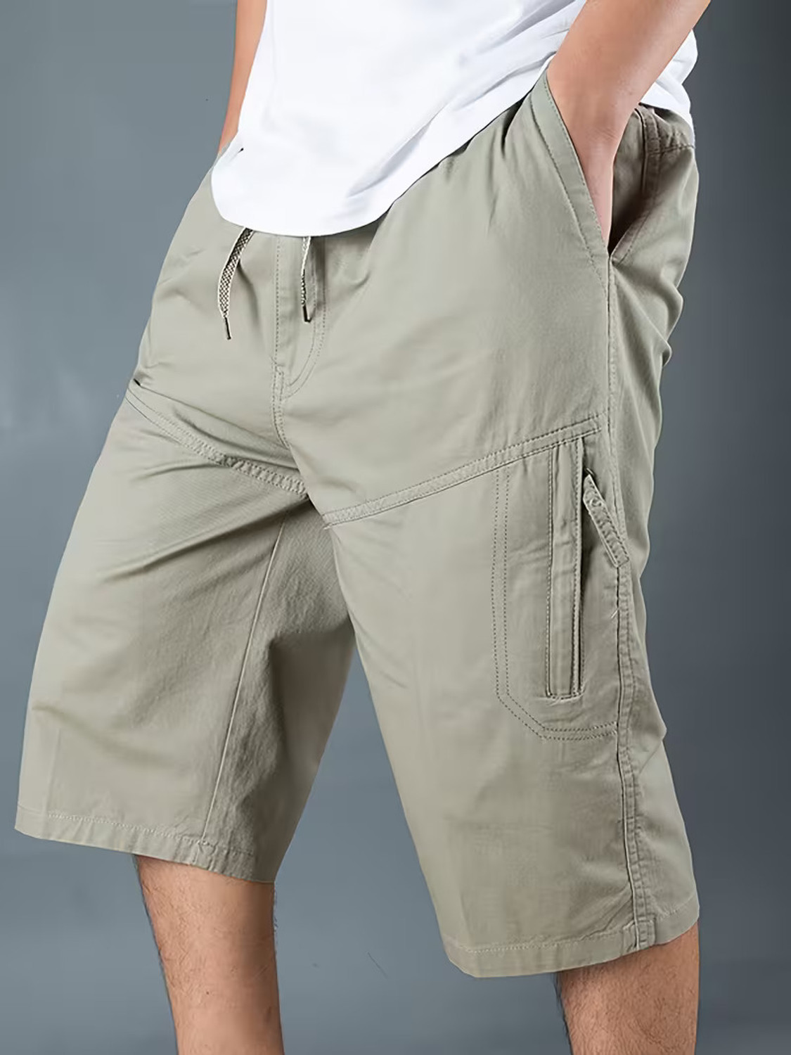 Image of sti Solid Men Khaki Cargo Shorts