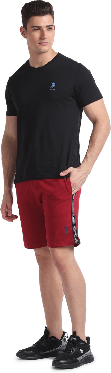 Image of U.S. POLO ASSN. Self Design Men Red Sports Shorts