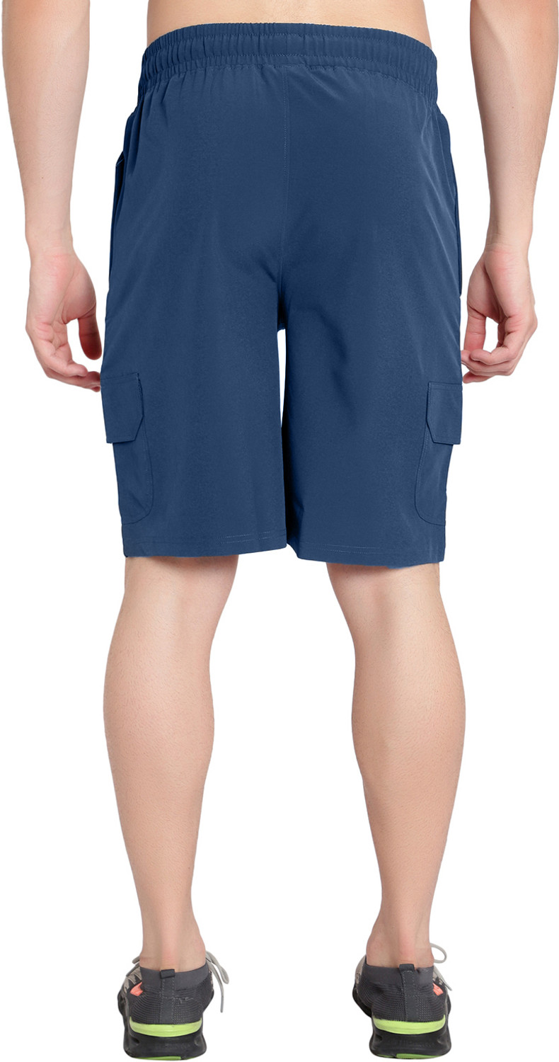 Image of John Ally Solid, Color Block, Striped Men Dark Blue Sports Shorts, Gym Shorts, Cargo Shorts, Running Shorts, Casual Shorts