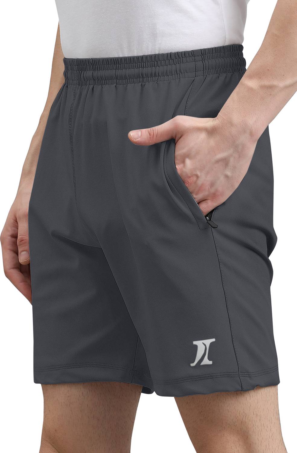 INDICLUB Solid Men Dark Grey Regular Shorts, Sports Shorts, Beach...mo