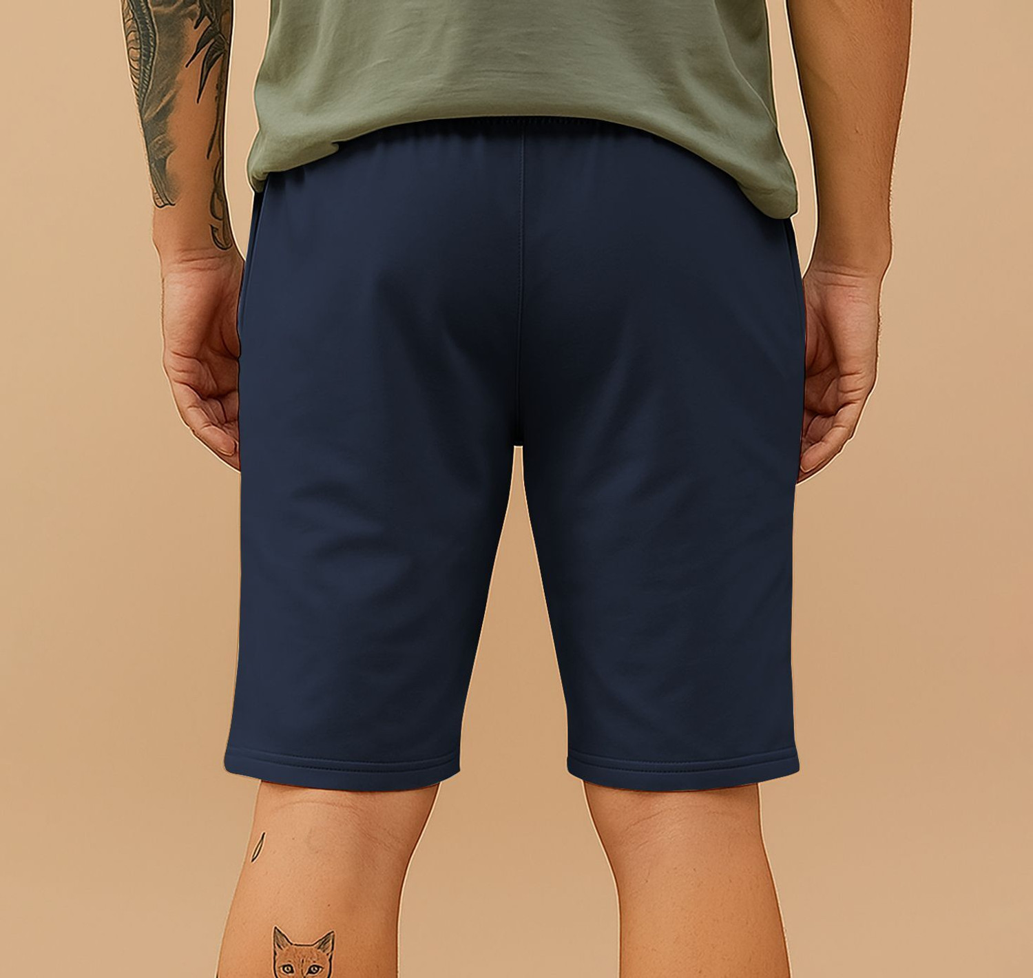 Image of Little brothers Solid Men Dark Blue Regular Shorts