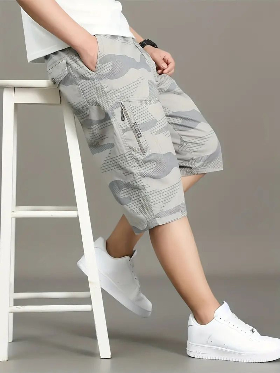 Image of DBAX Military Camouflage Men Multicolor Cargo Shorts
