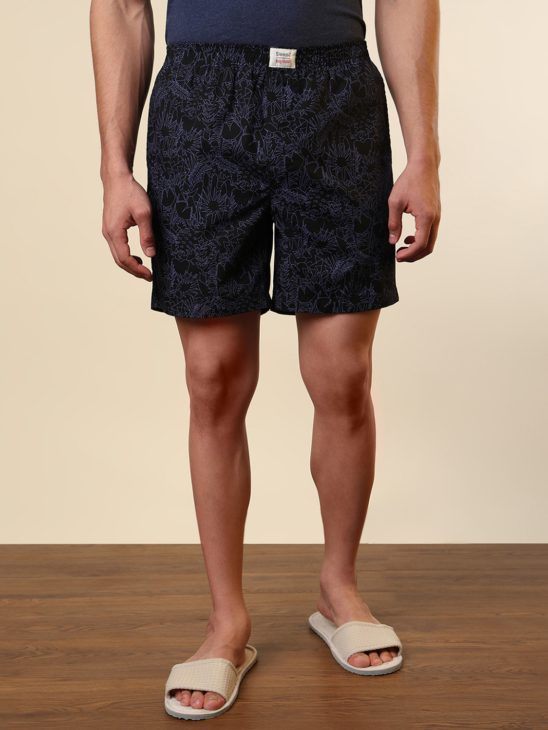 Image of SLEEPZ BY RAYMOND Printed Men Black Boxer Shorts