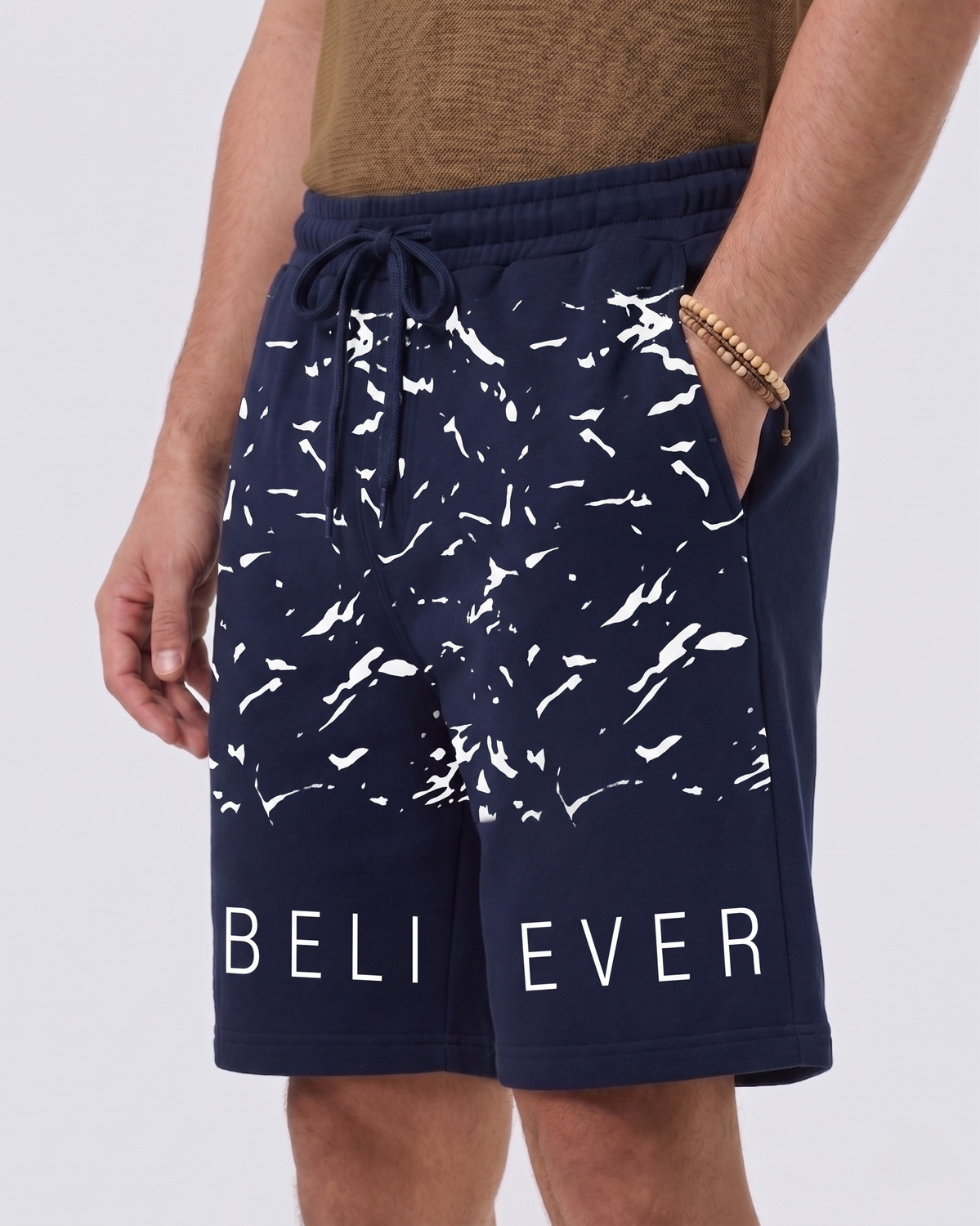 Image of Try This Color Block Men Blue, White Casual Shorts