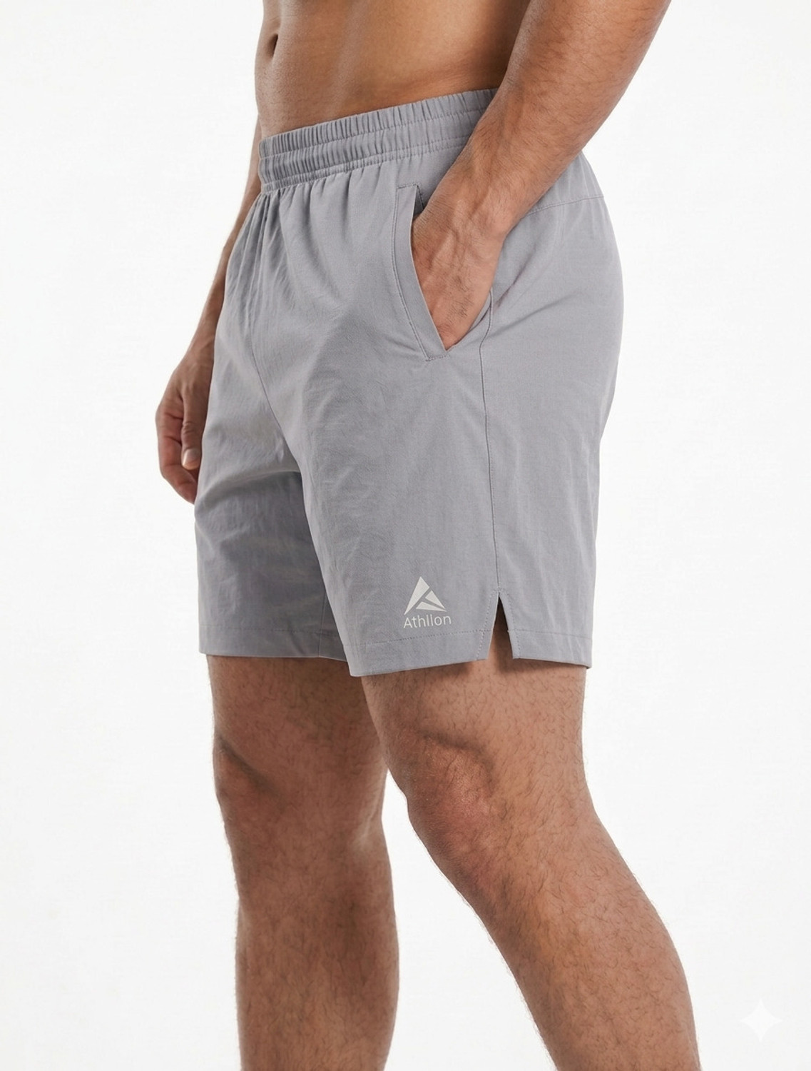 Image of ATHLLON confidence yourself Solid Men Grey Sports Shorts