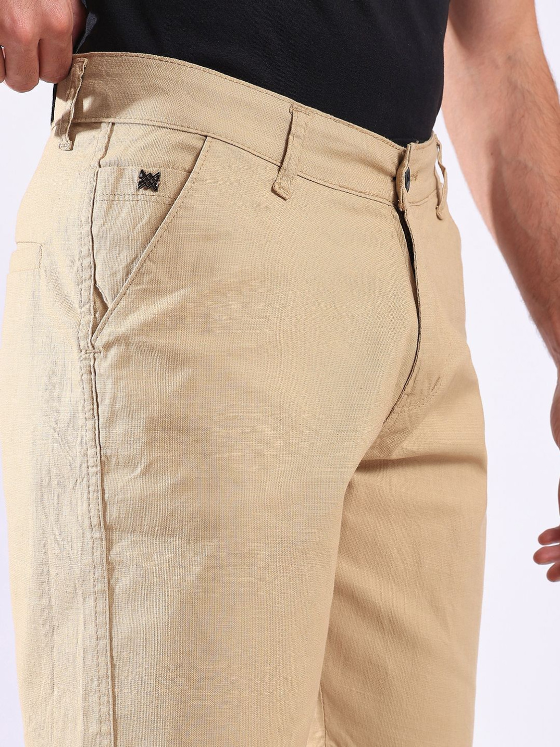 Image of Hence Solid Men Beige Chino Shorts