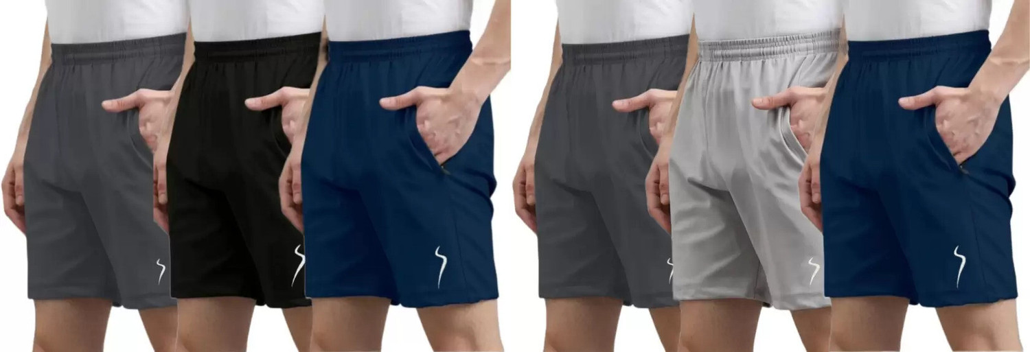 Image of Sarahna Solid Men Multicolor Sports Shorts