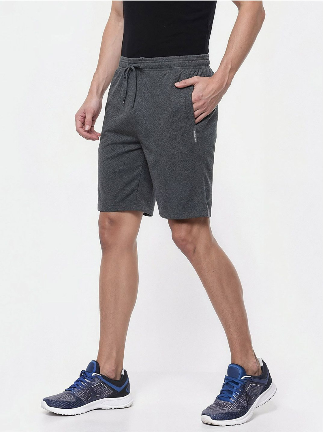 Image of MACRO BY RUPA Solid Men Grey Basic Shorts